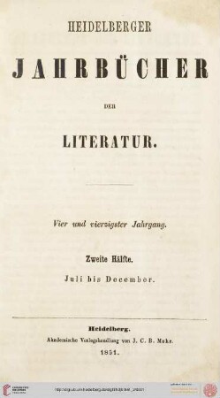 44,2: Heidelberger Jahrbücher der Literatur