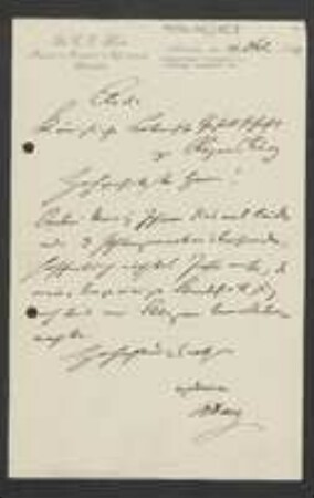 Brief von Carl Otto Harz an Regensburgische Botanische Gesellschaft