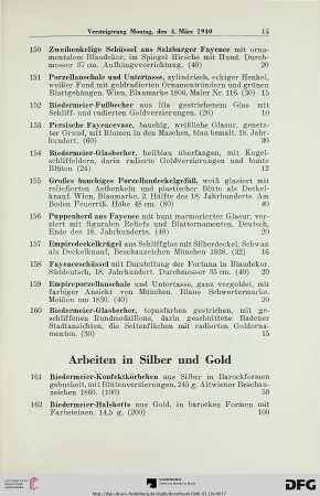 Arbeiten in Silber und Gold (Nr. 161-190)