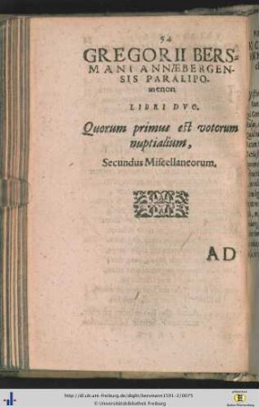 Paralipomenon libri duo.
