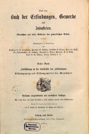 Das neue Buch der Erfindungen, Gewerbe und Industrien : Rundschau auf allen Gebieten der gewerblichen Arbeit. 1, Einführung in die Geschichte der Erfindungen : Bildungsgang und Bildungsmittel der Menschheit