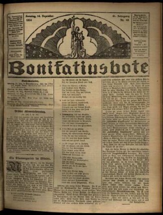 Erste Ausgabe vom Sonntag, den 14. Dezember 1924.