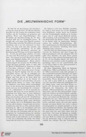 Die "weltmännischer Form"