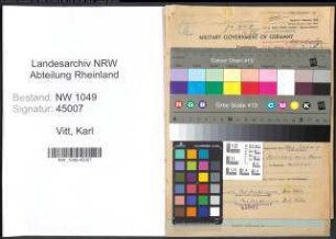 Entnazifizierung Karl Vitt , geb. 06.01.1903 (Steuerinspektor)