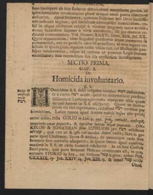 Cao. I. De Homicida involuntario