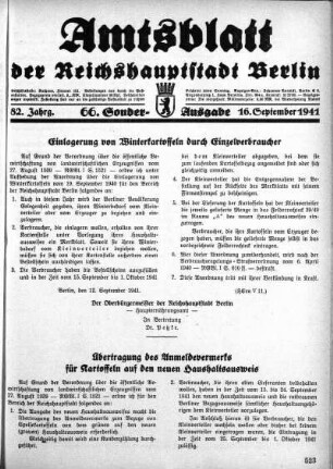 66. Sonderausgabe, 16. September 1941