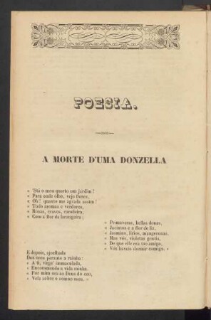 Poesia. : À morte de uma donzela / À morte d'uma donzella