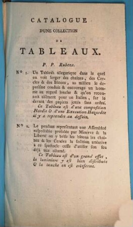 Catalogue d'une collection de tableaux de differents maitres de l'ecole Flamande