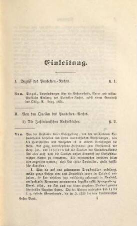 Leitfaden für Pandekten-Vorlesungen, 1.
