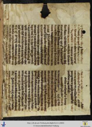 [Vorderer Spiegel] Fragment einer Pergamenthandschrift des 14. Jhs.