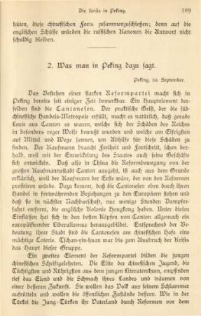 2. Was man in Peking dazu sagt