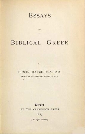Essays in biblical Greek