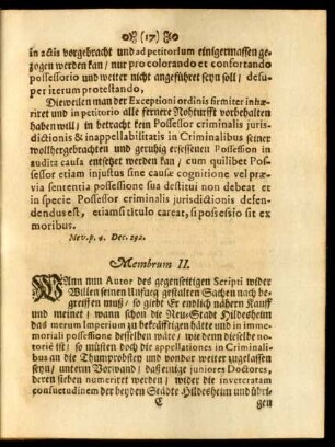 Membrum II.