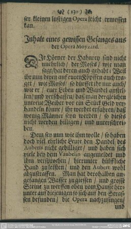 Inhalt eines gewissen Gesanges der aus Opera Moyzard
