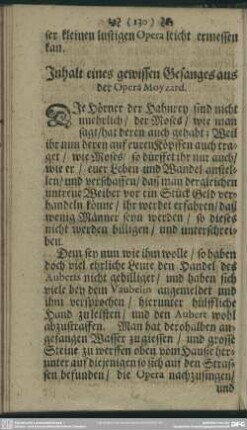 Inhalt eines gewissen Gesanges der aus Opera Moyzard