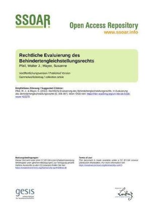 Rechtliche Evaluierung des Behindertengleichstellungsrechts