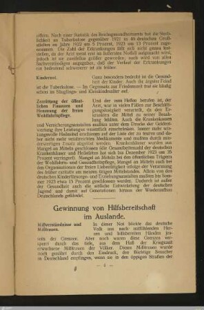 Gewinnung von Hilfsbereitschaft im Auslande