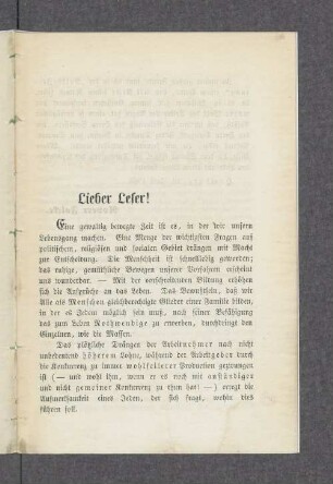 Lieber Leser!