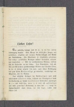 Lieber Leser!