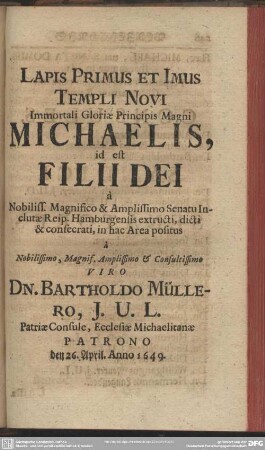 Lapis Primus Et Imus Templi Novi ...