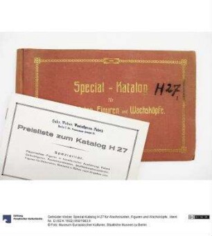 Special-Katalog H 27 für Wachsbüsten, Figuren und Wachsköpfe.