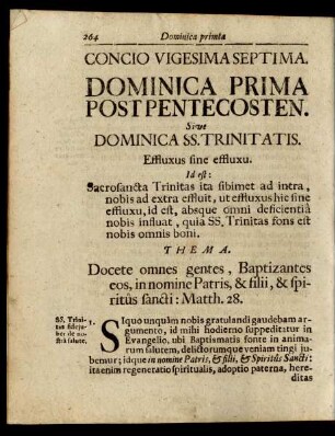 Concio Vigesima Septima. Dominica Prima Post Pentecosten.