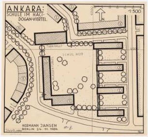Gesamtbebauungsplan Ankara Teilbebauungsplan innere Stadt: Lageplan 1:500 Schule im Haci Dogan Viertel