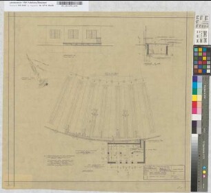 BW Essen-Nord: Auswaschanlage: Ansicht, Grundriß, Schnitt, Lageplan [Abgelegt in Mappe: "Entwürfe von Th V", Beschriftung Deutsch/Englisch], M. 1:100 und M. 1:2000 Hgl, Sknr.: 4, Fanr.: 12
