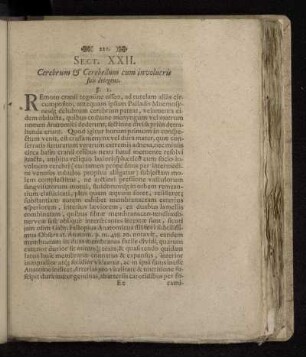 Sect. XXII. Cerebrum & Cerebellum cum involucris suis detegens.