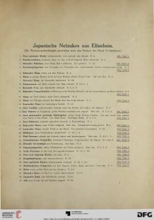 Japanische Netzukes aus Elfenbein (Nr. 1-241)