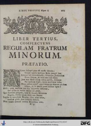 Liber Tertius, Complectens Regulam Fratrum Minorum.