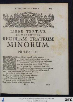 Liber Tertius, Complectens Regulam Fratrum Minorum.