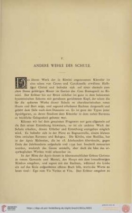 V. Andere Werke der Schule