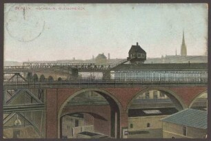 Ansichtskarte "Hochbahn, Gleisdreieck", koloriert [2/2]