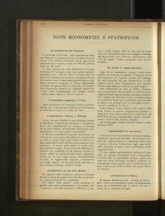 Note Economiche E Statitiche.
