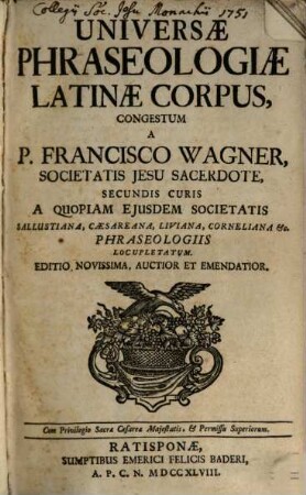 Universae Phraseologiae Latinae Corpus