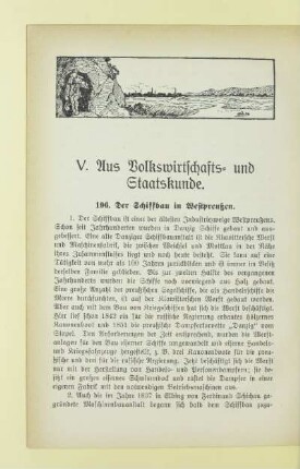 V. Aus Volkswirtschafts- und Staatskunde