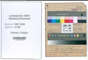 Entnazifizierung Fridolin Kremer , geb. 07.06.1898 ()