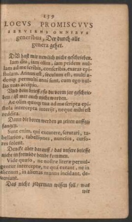Locus Promiscuus Serviens omnibus generibus, Der durch alle genera gehet.