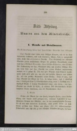 Dritte Abtheilung. Waaren aus dem Mineralreiche