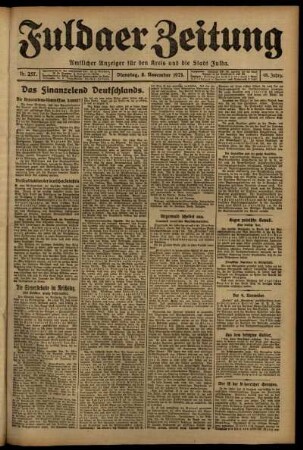 Erste Ausgabe vom Dienstag, den 08. November 1921.