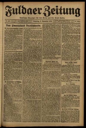 Erste Ausgabe vom Dienstag, den 08. November 1921.