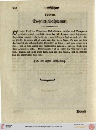 XXXVIII. Diogenes Babylonius
