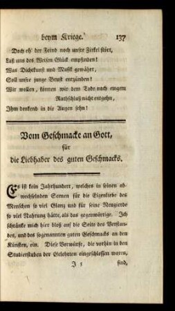 Vom Geschmacke an Gott, für die Liebhaber des guten Geschmacks