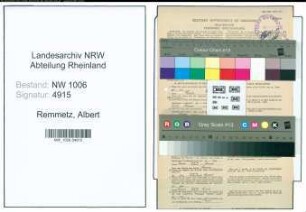 Entnazifizierung Albert Remmetz , geb. 01.06.1892 (Anstreicher)