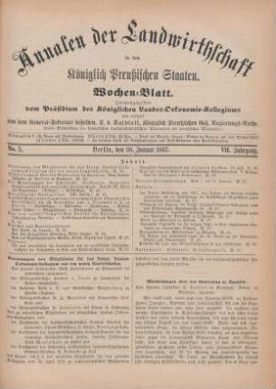 No. 5. Berlin, den 30. Januar 1867. VII. Jahrgang.