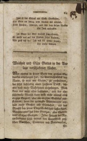 7. Weisheit und Güte Gottes in der Anlage verschiedener Länder.