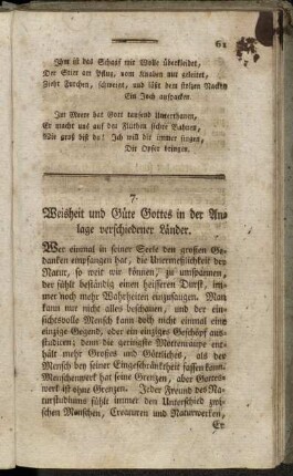 7. Weisheit und Güte Gottes in der Anlage verschiedener Länder.