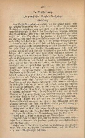 IV. Abtheilung. Die preußischen Spezial-Strafgesetze
