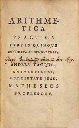 Arithmetica Practica Libris Quinque
